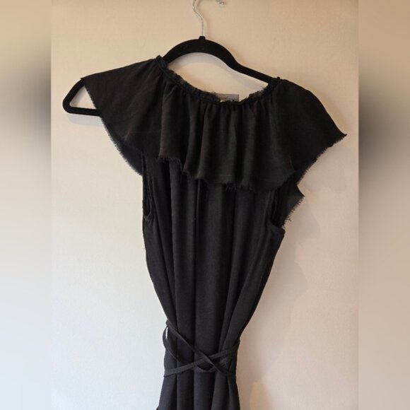 Raquel Allegra Raw Silk Black Dress With Sash Size 0 (SMALL) - Picture 8 of 9